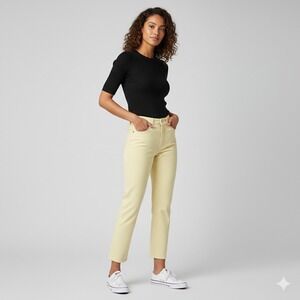 Levis Fresh 501 Cropped Jeans Womens 25x26 Yellow High Rise Straight Leg